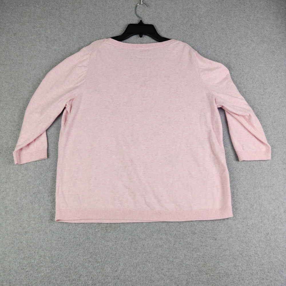 Talbots Sweater Women 1X Pink Paris Embroidered Pullover 3/4 Sleeve Cotton Blend - Picture 3 of 8